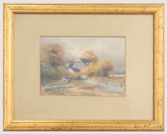 Mid 19th Century Watercolour - By the Duck Pond