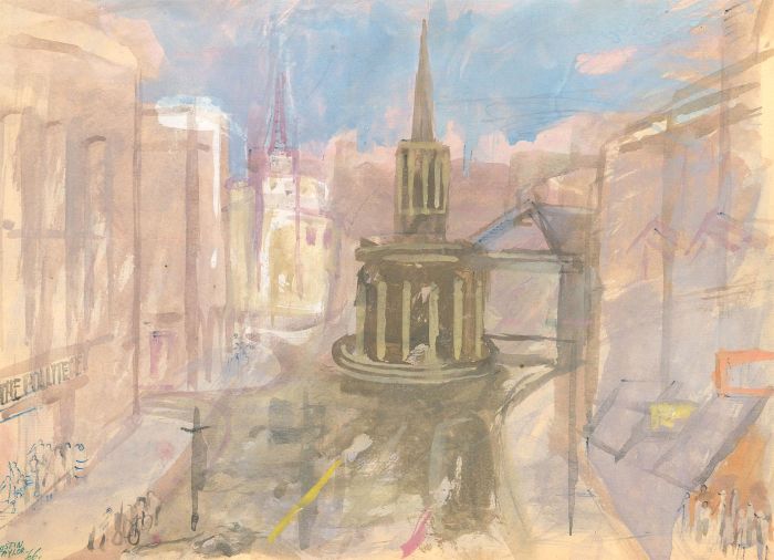 Austin Taylor (1908-1992) - 1966 Gouache, All Souls Church, Regent Street