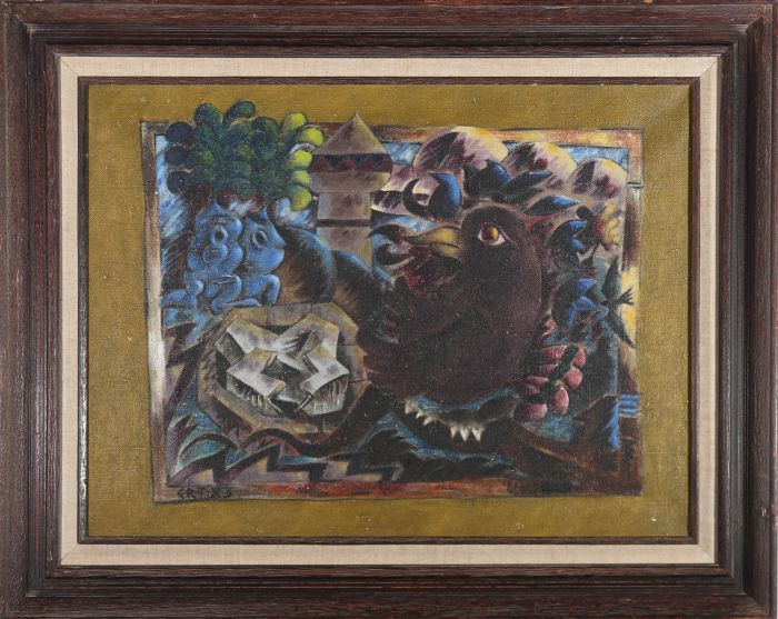 C. R. T. - 1983 Oil, Black Bird On The City Walls