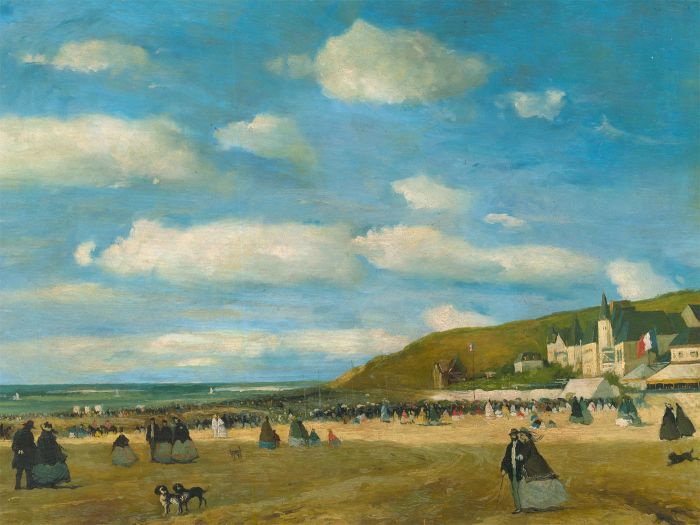 Manner of Eugène Boudin (1824-1898) - Oil, Normandy Crowds at the Beach