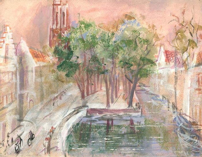 Austin Taylor (1908-1992) - Mid 20th Century Gouache, A Street In Bruges