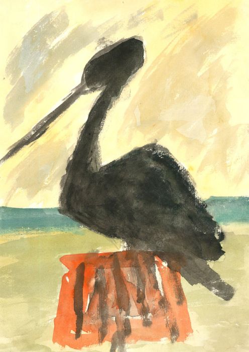 Michael Davies (b.1947) - Contemporary Watercolour, Guillemot on the Tide Marker