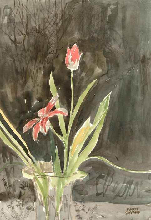 Maurice Sheppard PRWS NEAC (b.1947) - 1983 Watercolour, Tulip Against the Night