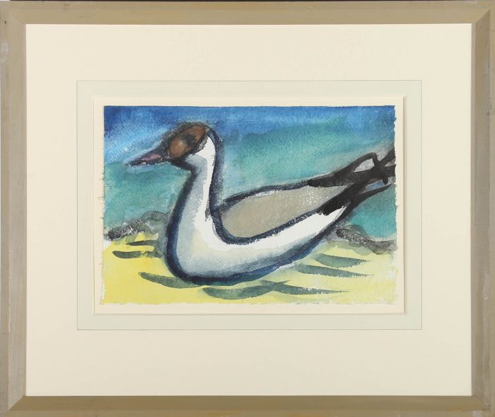 Michael Davies (b.1947) - Framed Contemporary Watercolour, Gull on the Sea