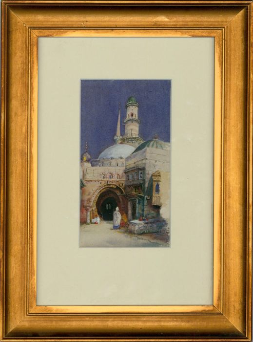 Framed Early 20th Century Watercolour - Entrance to the Mosque