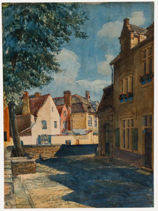 W. Ashworth ARCA - Early 20th Century Watercolour, Sunny Day in Town