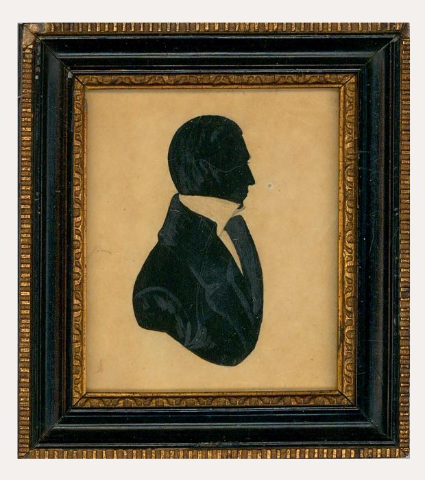 Miniature 19th Century India Ink Silhouette - Portrait of a Gentleman