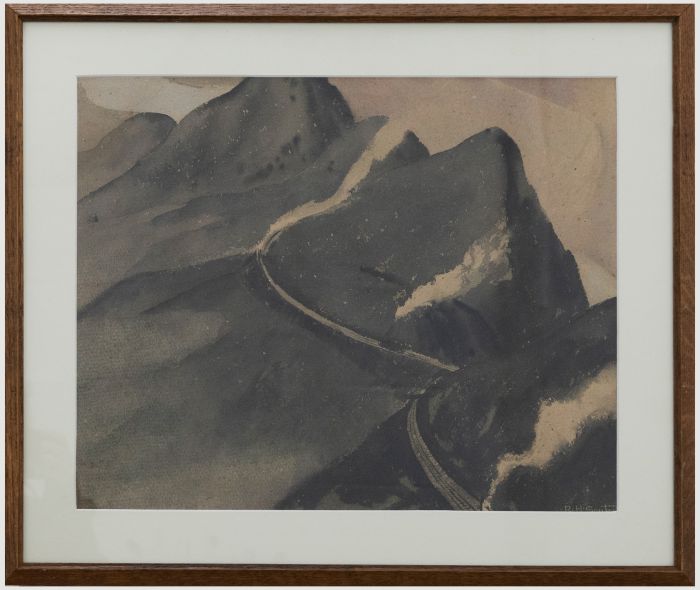 Rudolph Helmut Sauter (1895-1977) - Framed 1949 Watercolour, Snowdon Railway