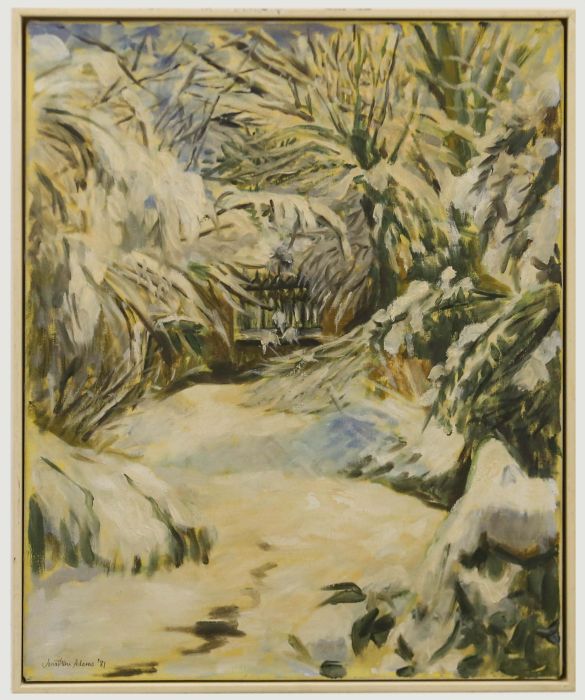 Jonathan Adams (1931-2005) - 1981 Oil, Snowy Undergrowth