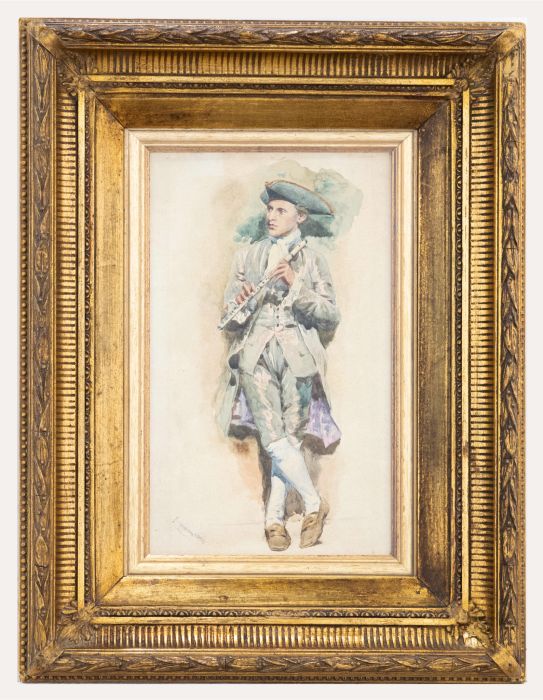 1895 Watercolour - The Flute Player