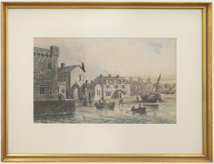 Edwin Robert Beattie (1845-1917) - Watercolour, Morning at the Dock
