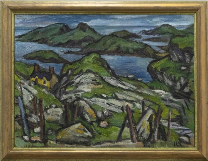 Helen Steinthal (1911-1991) - 20th Century Oil, Yellow Cottage on the Rocks