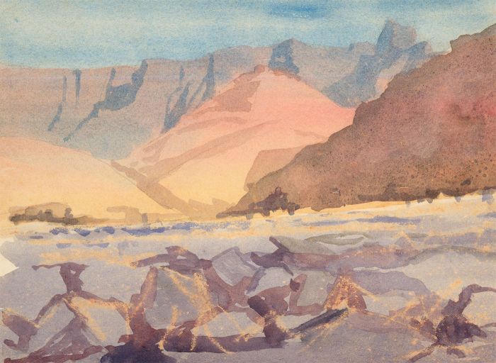 Val Gillette - 20th Century Watercolour, South African Mountainscape