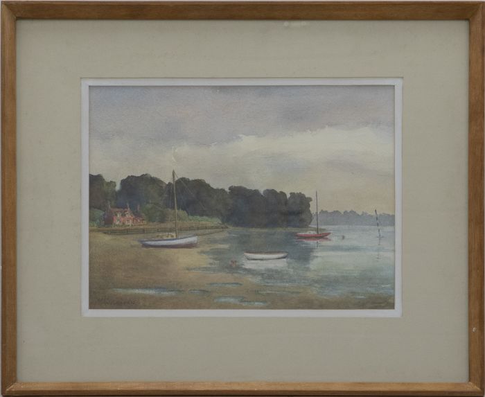 Jack Welbourn - Framed Mid 20th Century Watercolour, River Orwell at Pin-Mill