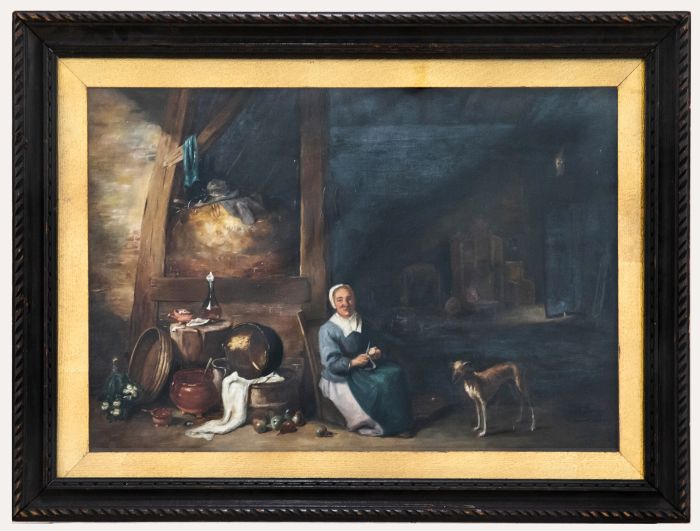 After David Teniers the Younger - Mid 20th Century Oil, Peeling Pears