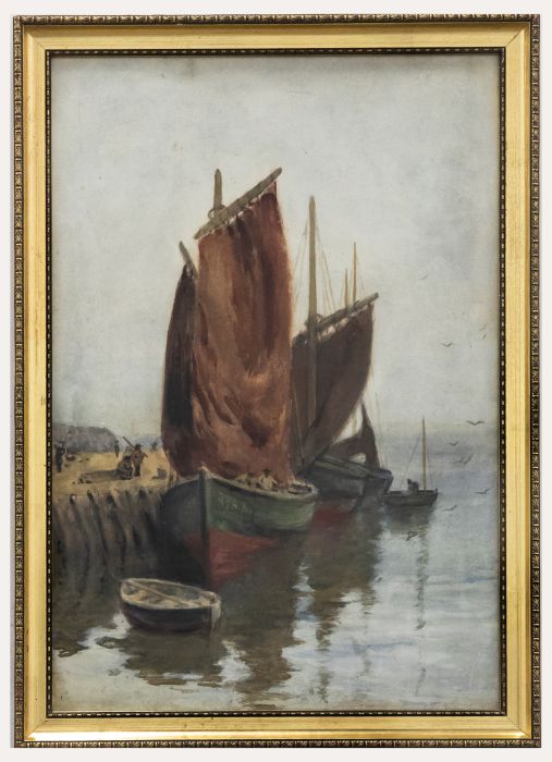 Attrib. John Brown Abercromby (1843-1929) - Framed Watercolour, Herring Boats