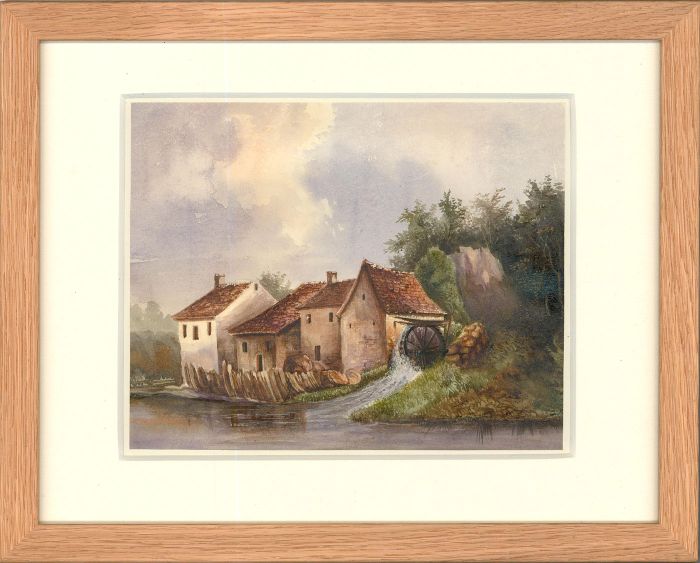 Follower of Simeon Fort (1793-1861) - Framed Watercolour, The Water Mill