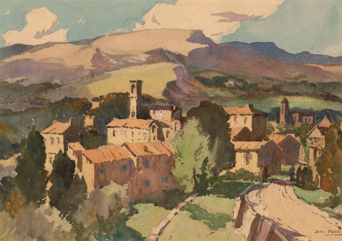 John Mace RBA (1889-1952) - Watercolour, Valbonne, Provence-Alpes-Côte d'Azur