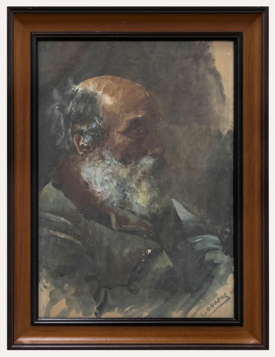  C. Ondano - 1907 Watercolour, Bearded Gentleman in Profile