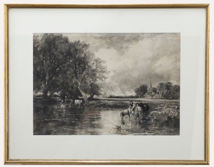 After John Constable RA- Late 19th Century Watercolour, Romantic Rural Landscape