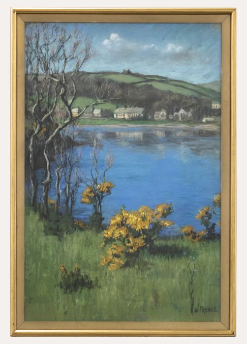 W. Pascoe - Framed 20th Century Pastel, Rural Hamlet on the Water
