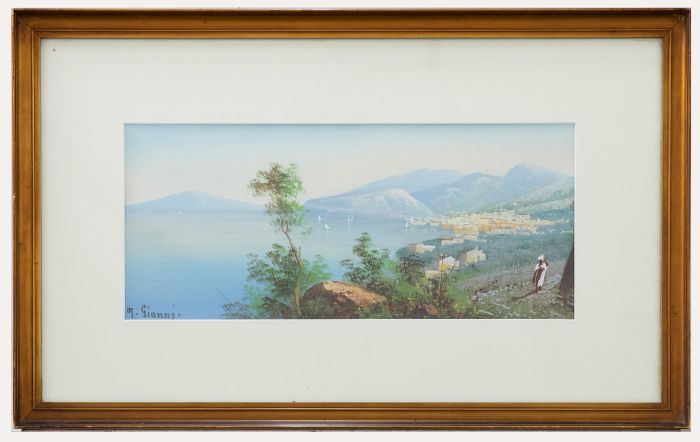 Maria Gianni (1873-1956) - Framed Early 20th Century Gouache, The Bay of Naples