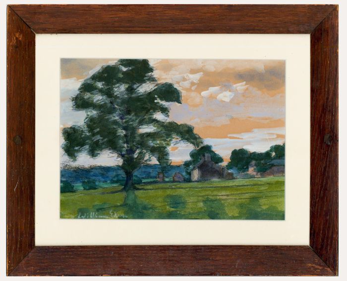 William Eden (1849-1915) - Framed Watercolour, Oak Tree on Pastoral Grounds