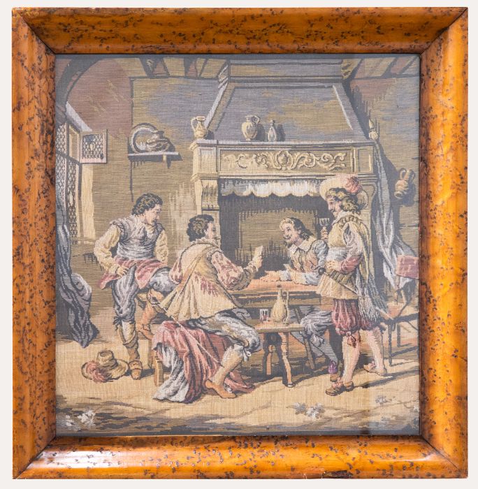 Framed 20th Century Embroidery - Musketeers in a Tavern
