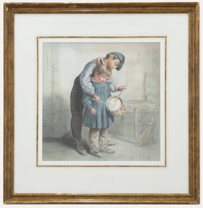 After Pierre Edouard Frère (1819-1886) - Framed Watercolour, The Little Drummer