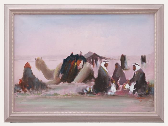 Framed 20th Century Oil - Sahara Sunset