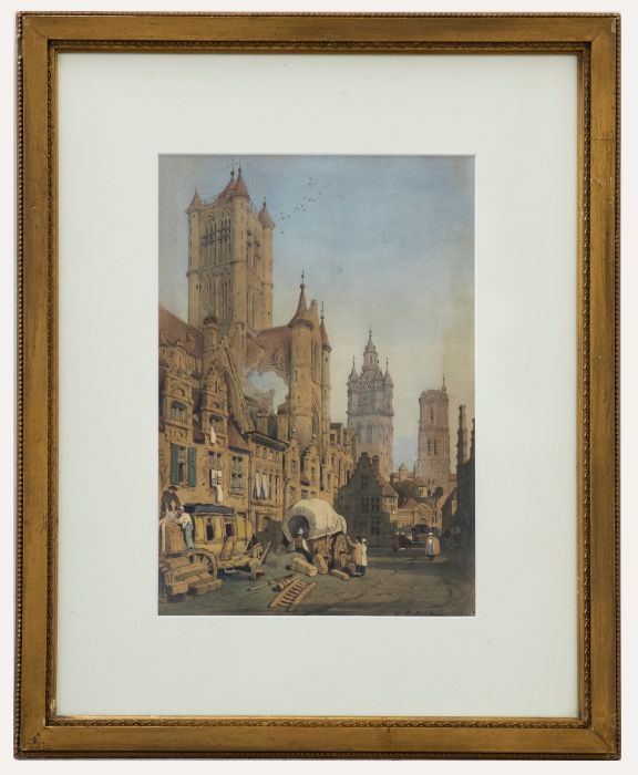 George Percy Ashburnham (1815-1886) - Framed Watercolour, Three Towers in Ghent