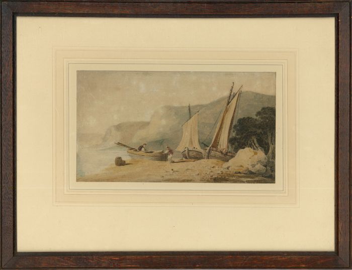 Framed 19th Century Watercolour - An Early Start on the Lake