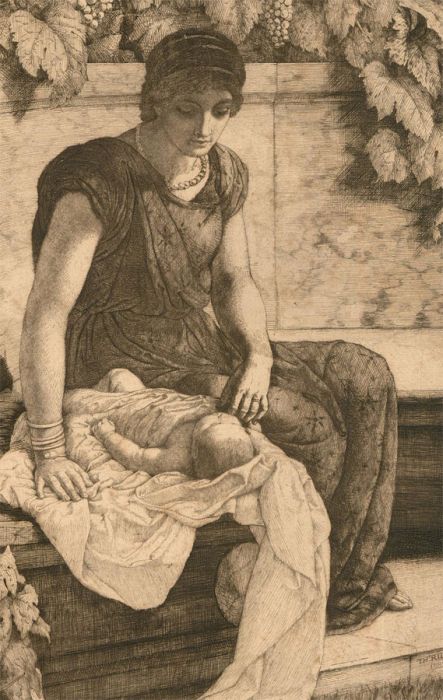 Thomas Riley (act.1878-1892) - 1882 Etching, Mother and Child