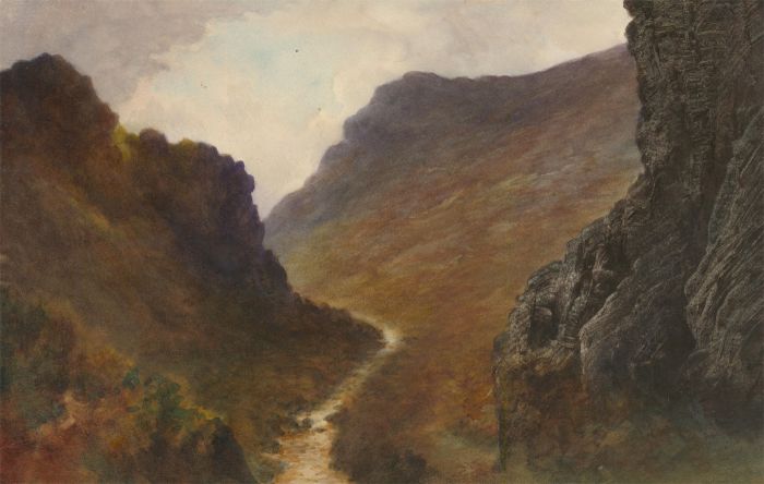 William Henry Dyer (fl.1890-1930) -Watercolour, Tavy Cleave, Dartmoor