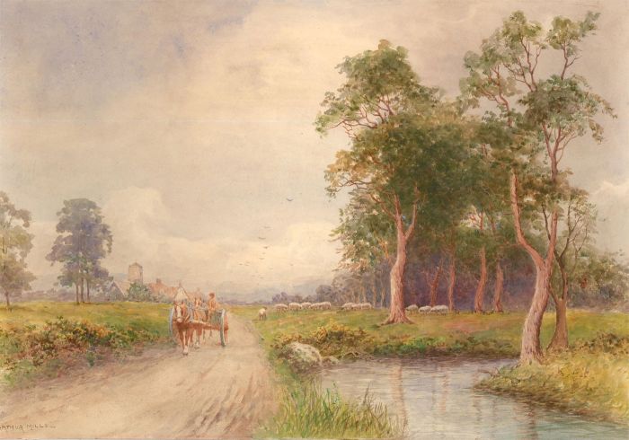 Arthur Mills - Watercolour, Near Blaydon, Oxford