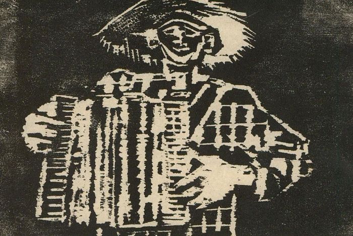Karel Lek (1929-2020) - Mid 20th Century Linoprint, The Accordion Player