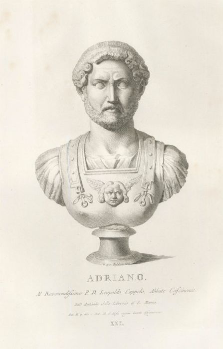 Zanetti's Ancient Statues - 18th Century Engraving, Bust of Hadrian