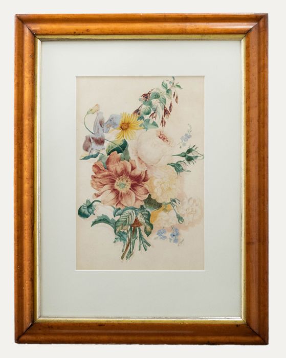 Framed 19th Century Watercolour - A Floral Posy