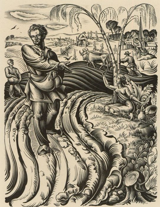 Valentin le Campion - French Mid 20th Century Photogravure, Sowing Seeds