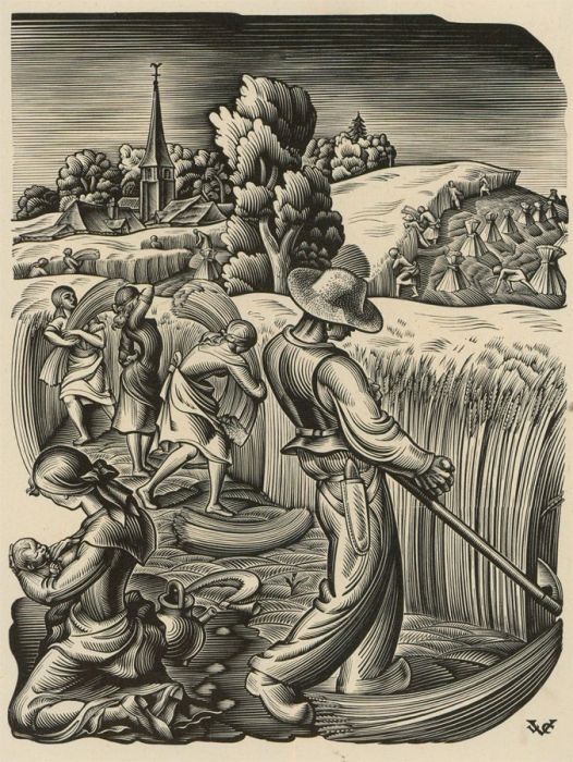 Valentin le Campion - French Mid 20th Century Photogravure, Summer Scything