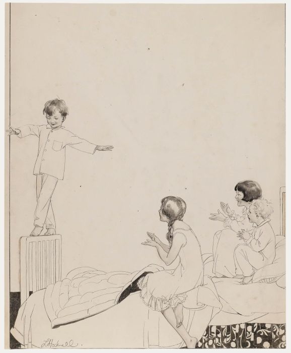 Lilian Hocknell - Mid 20th Century Pen and Ink Drawing, Balancing