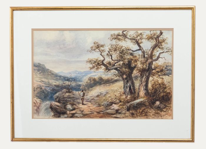 W. Gray   - 1879 Watercolour, Evening in the Cotswolds