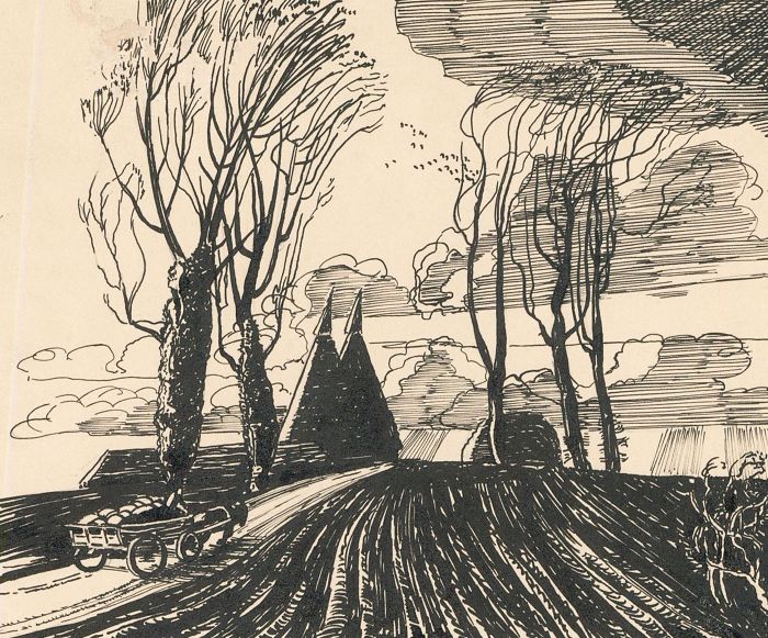 Attrib. Donald Maxwell (1877-1936) - Early 20th Century India Ink, Oast Houses
