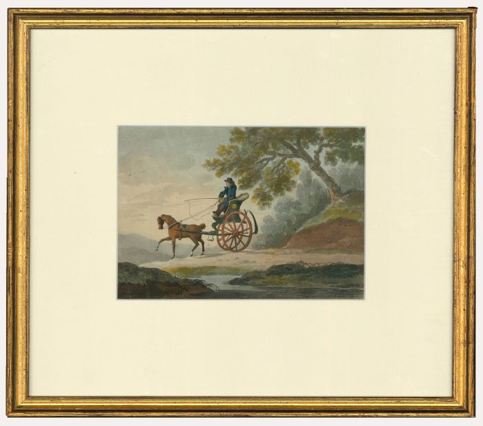 Framed Early 19th Century Watercolour - Out in the Buggy