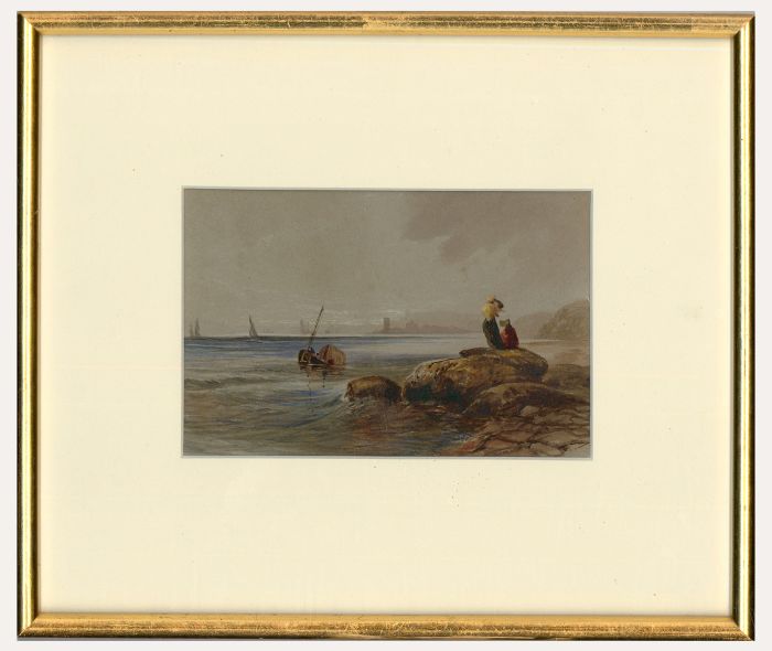 Late 19th Century Watercolour - Figures on the Shore