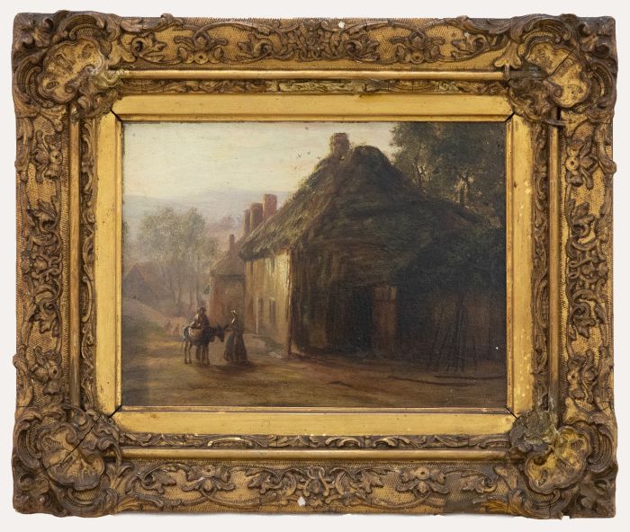 English School Early 19th Century Oil - The Village at Dawn