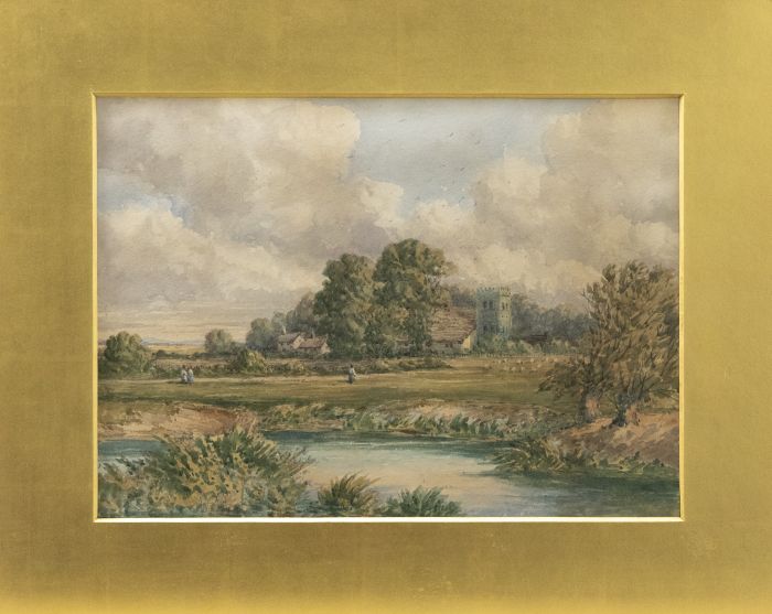 Circle of William Turner of Oxford (1789-1862) - Watercolour, The Village Green