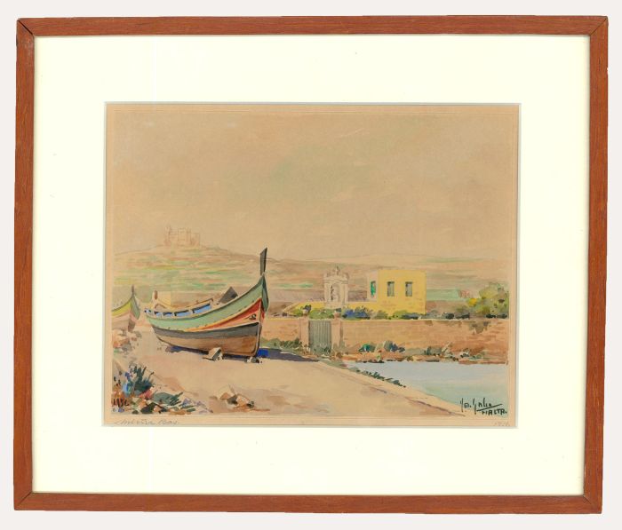 Joseph Galea - Framed 1956 Watercolour, Mistra Bay