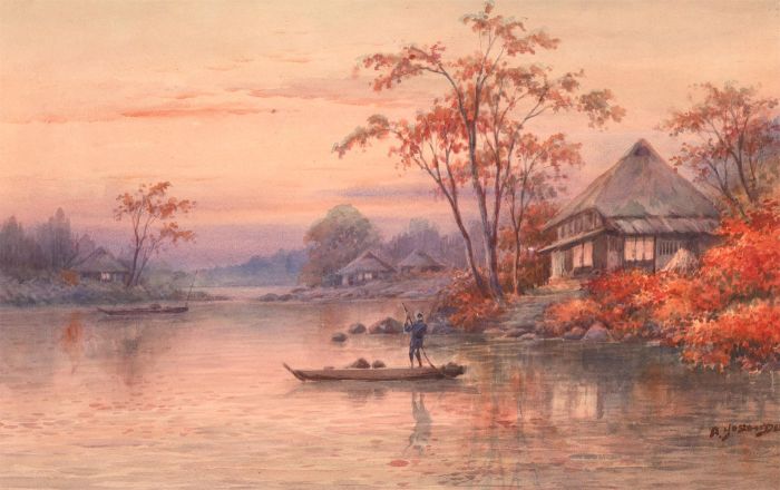 A. Yoshida - Mid 20th Century Watercolour, Japanese River Scene