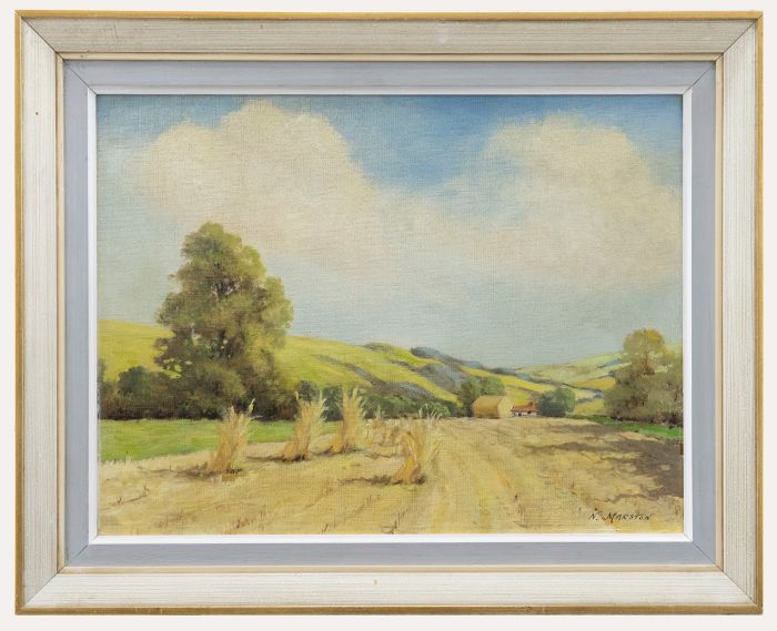 N. Marston - Framed 20th Century Oil, Last of the Wheat